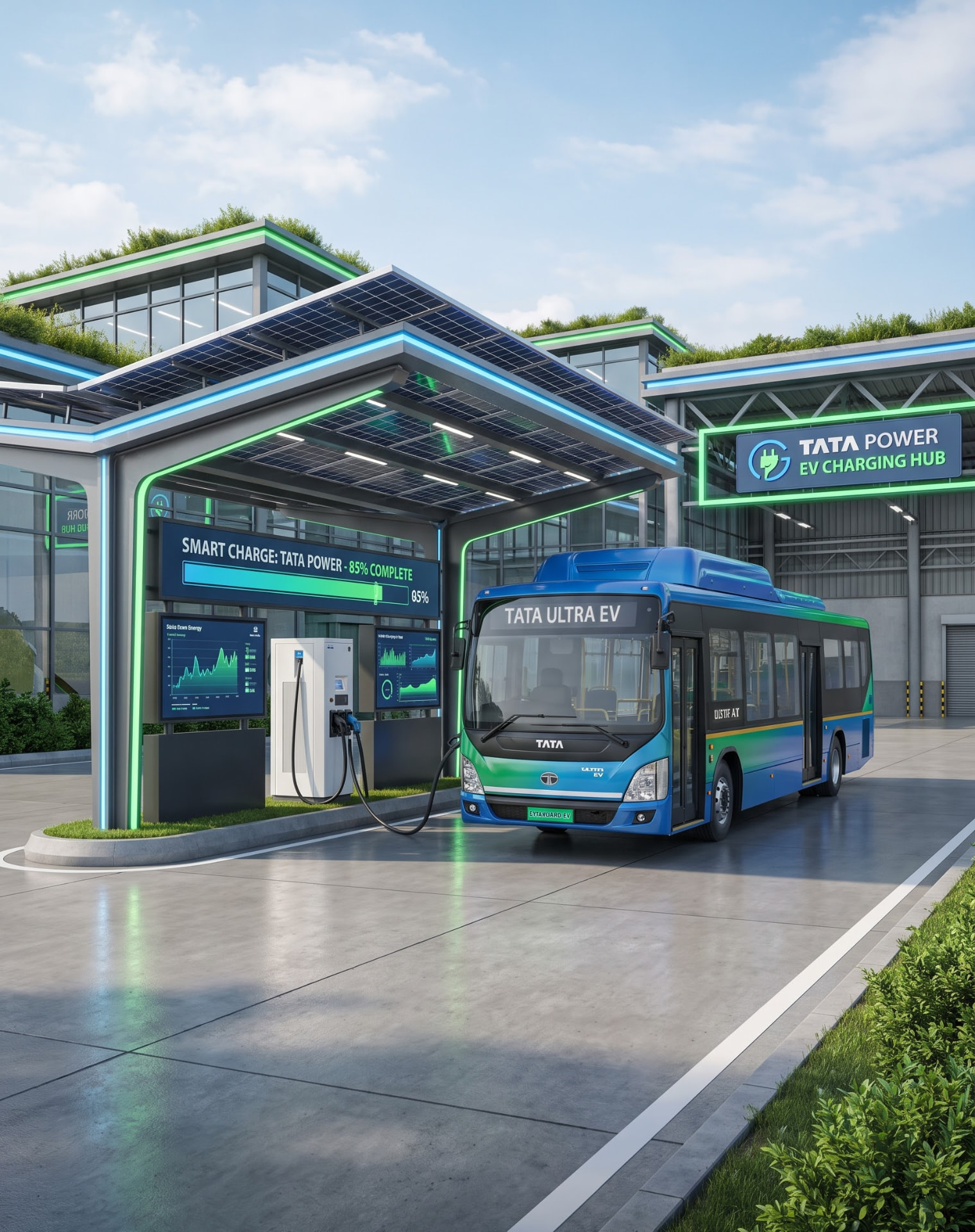 Solar-powered EV charging hub with smart energy monitoring
