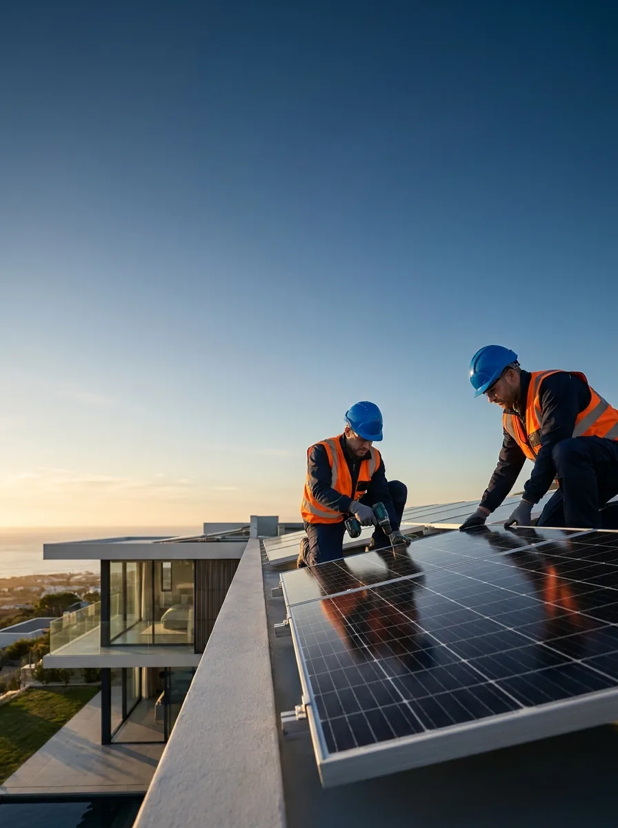 Residential rooftop solar panel installation
